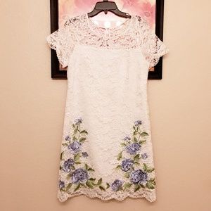 White Lace Embroidered Dress